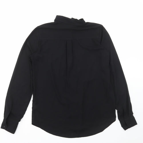 Glasson Womens Black Polyester Basic Button-Up Size 8 Collared
