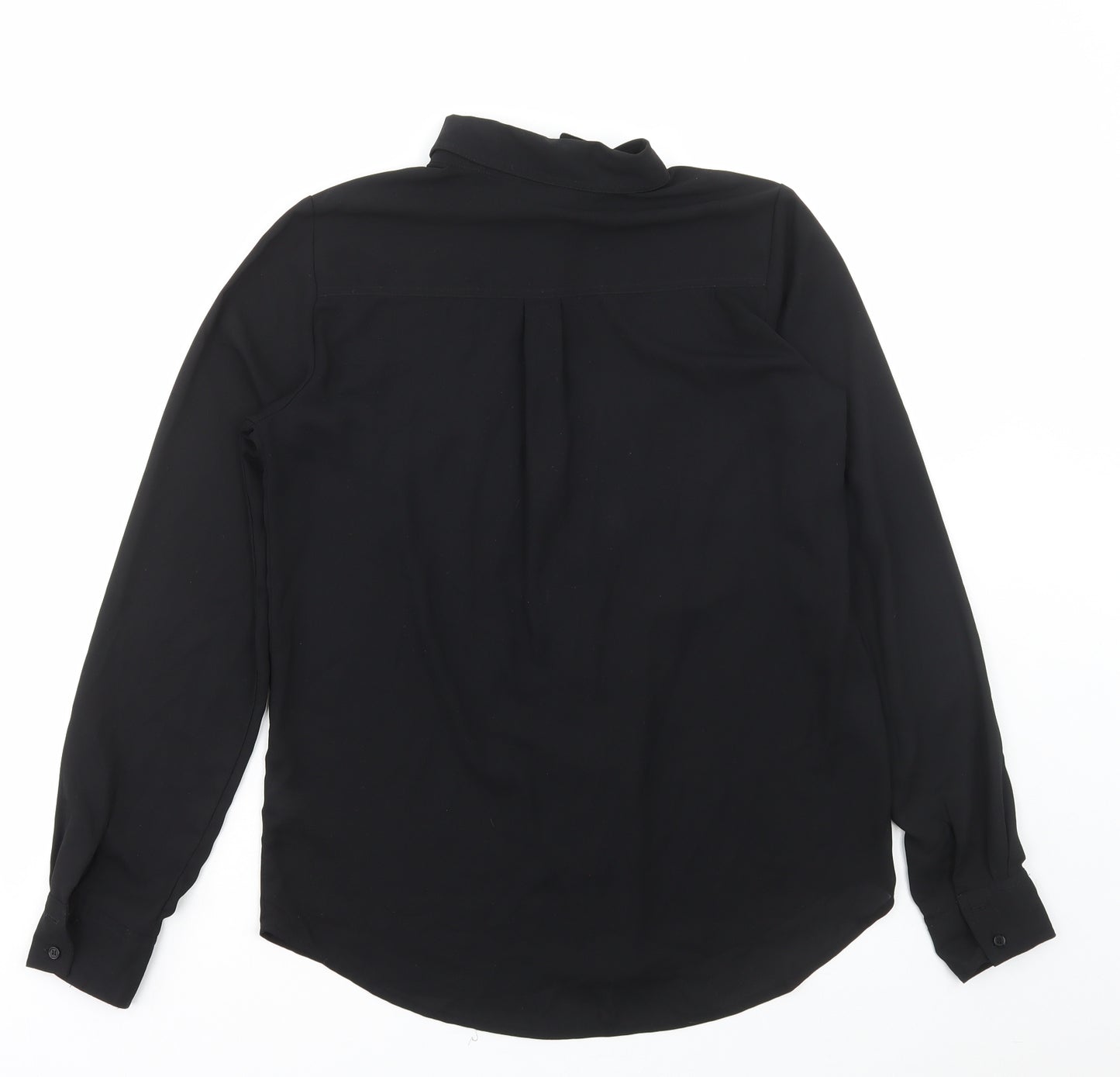 Glasson Womens Black Polyester Basic Button-Up Size 8 Collared