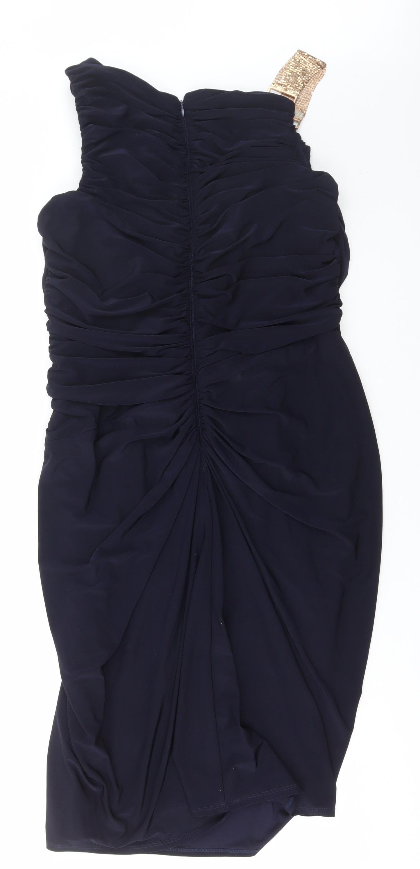 Betsy & Adam Womens Blue Polyester Bodycon Size 12 V-Neck Zip