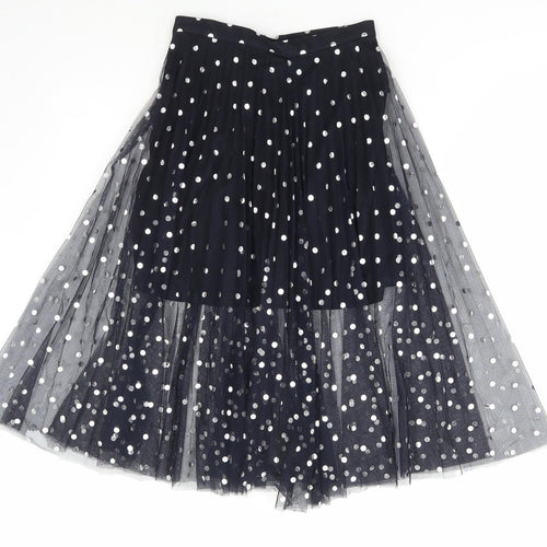 Topshop Womens Blue Polka Dot Polyester Tutu Skirt Size 4 Hook & Eye