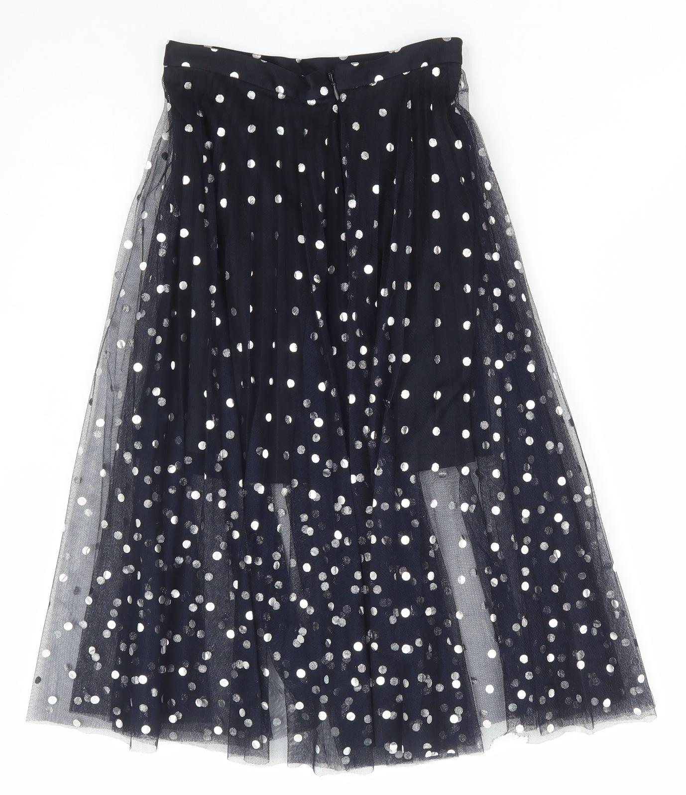 Topshop Womens Blue Polka Dot Polyester Tutu Skirt Size 4 Hook & Eye
