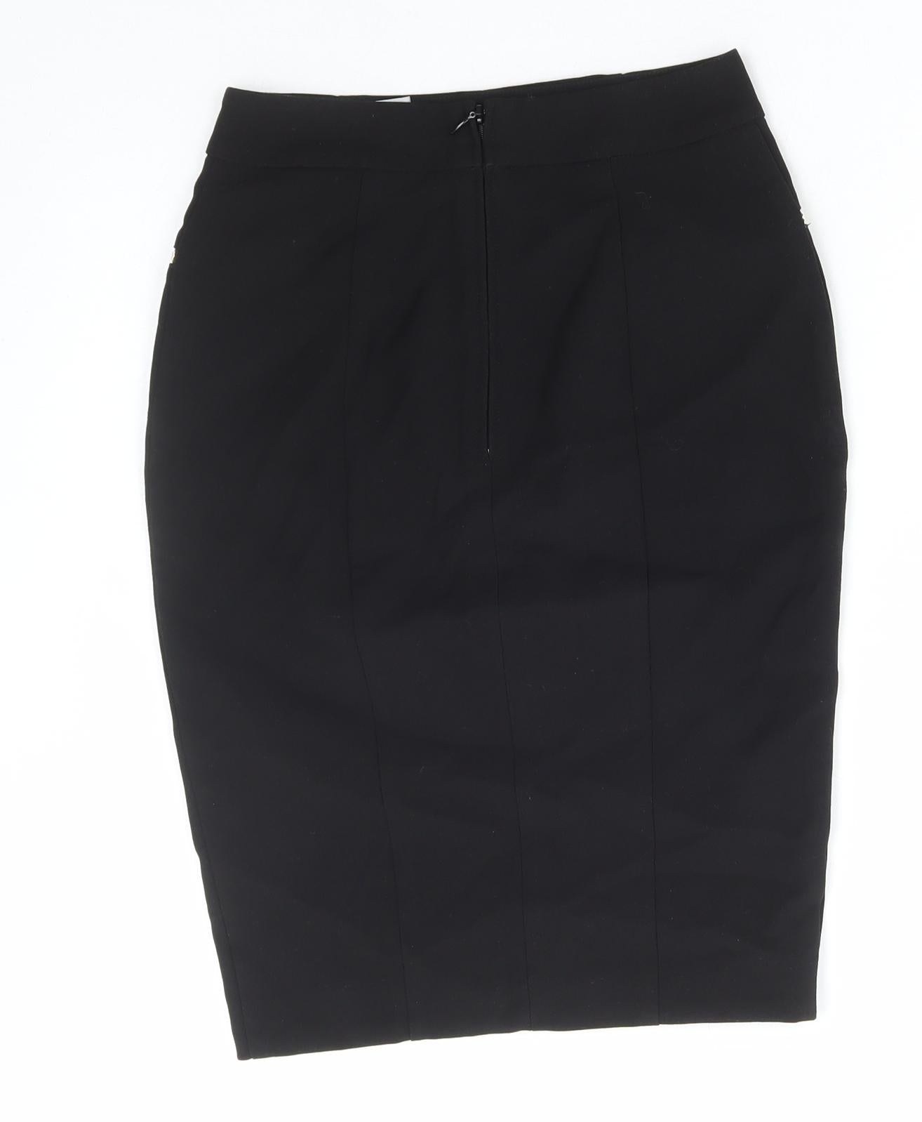H&M Womens Black Polyester Straight & Pencil Skirt Size 4 Zip