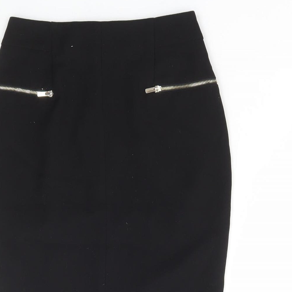 H&M Womens Black Polyester Straight & Pencil Skirt Size 4 Zip