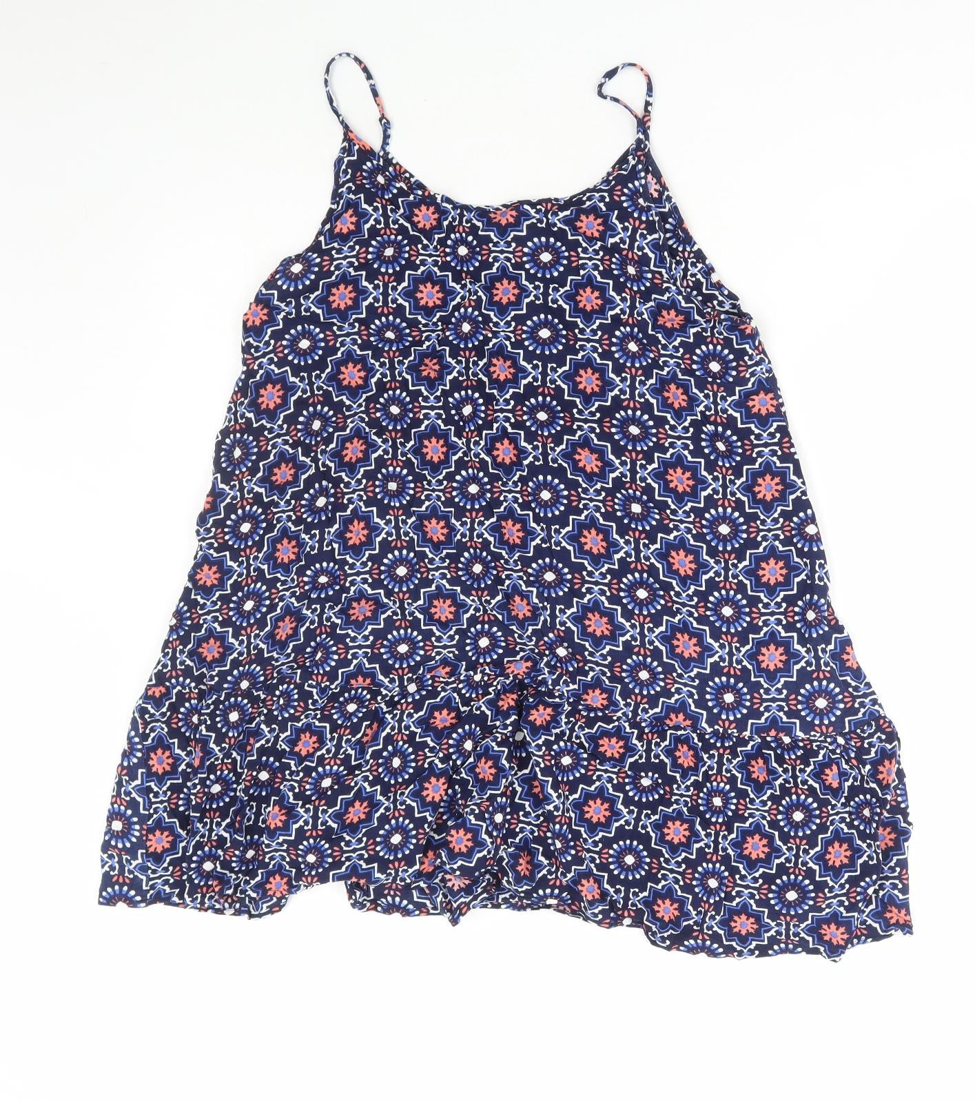 Matalan Womens Blue Geometric Viscose Camisole Tank Size 12 Scoop Neck