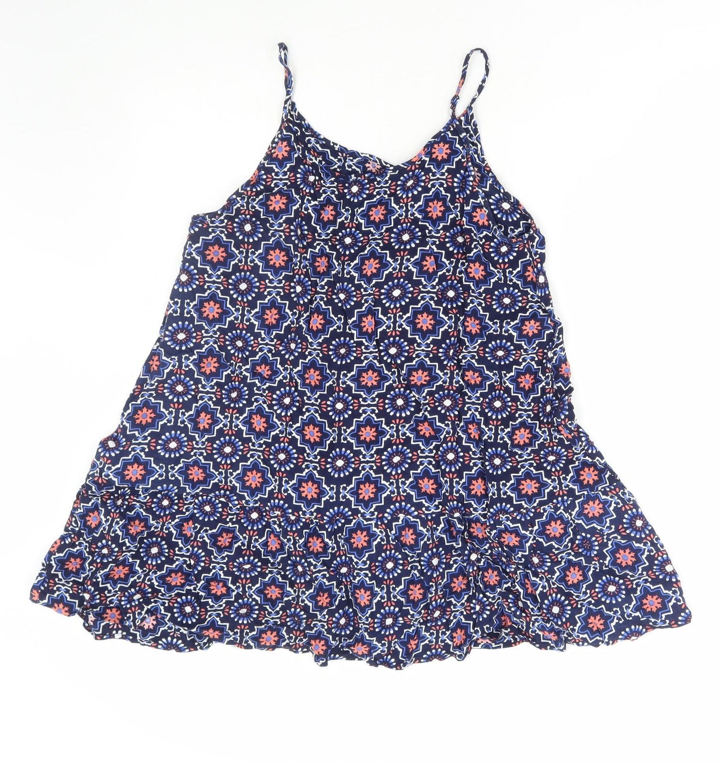 Matalan Womens Blue Geometric Viscose Camisole Tank Size 12 Scoop Neck