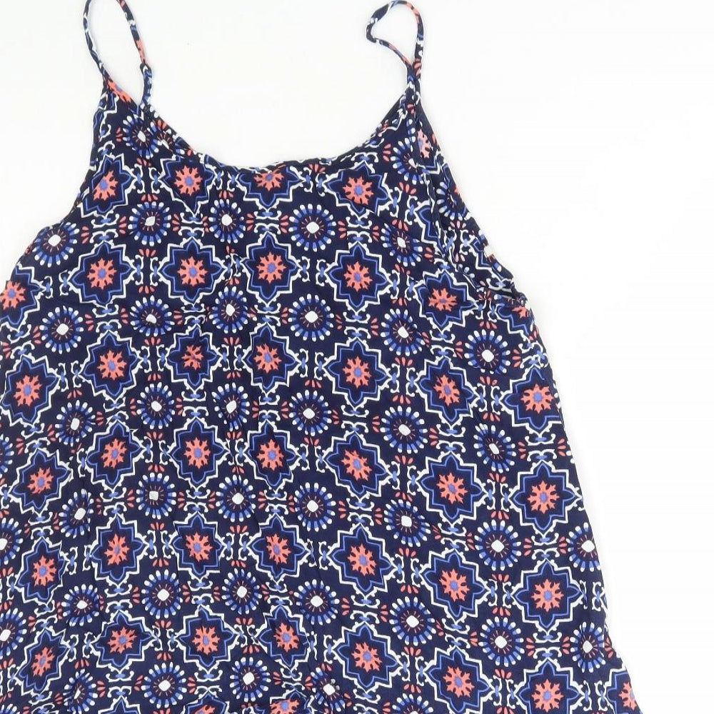 Matalan Womens Blue Geometric Viscose Camisole Tank Size 12 Scoop Neck