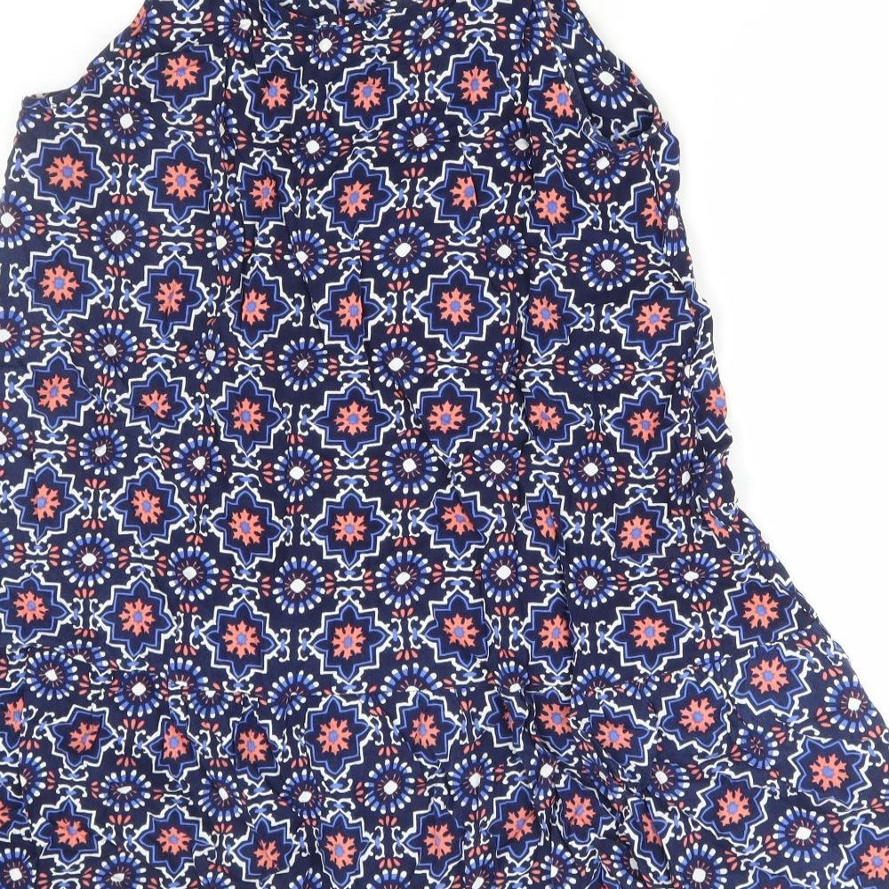 Matalan Womens Blue Geometric Viscose Camisole Tank Size 12 Scoop Neck