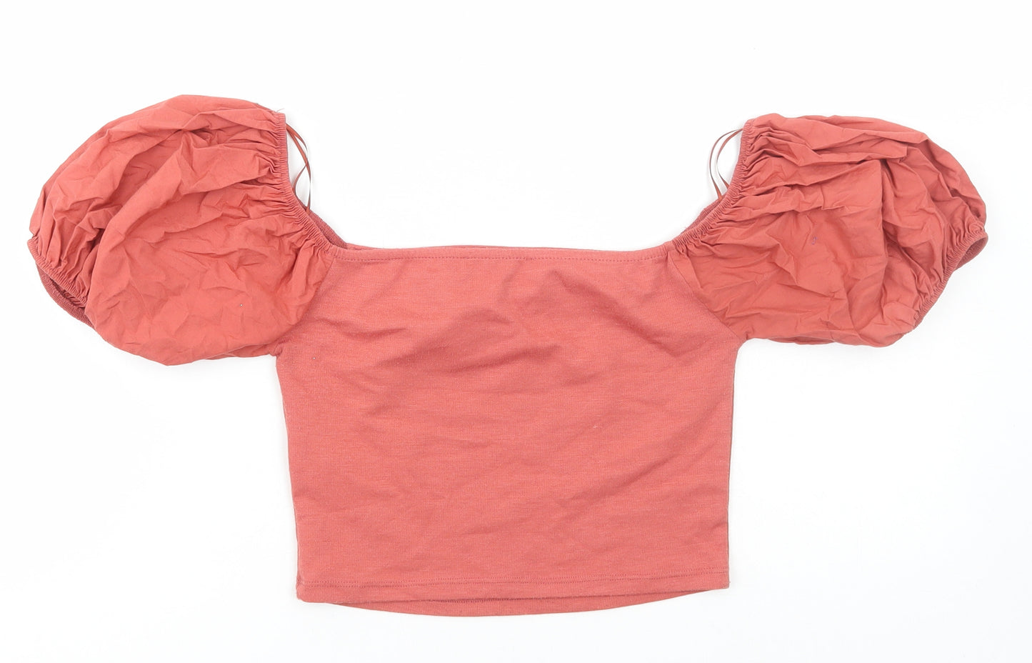 Zara Womens Orange Cotton Cropped T-Shirt Size M Square Neck