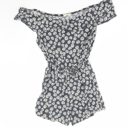 John Lewis Womens Multicoloured Floral Viscose Playsuit One-Piece Size 12 Pullover