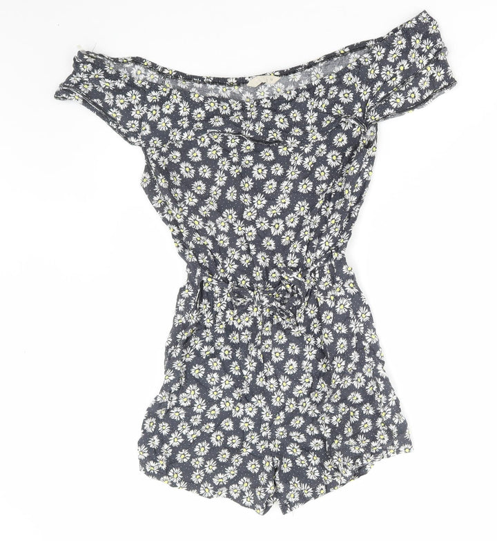 John Lewis Womens Multicoloured Floral Viscose Playsuit One-Piece Size 12 Pullover