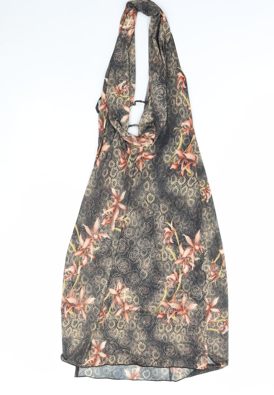 Preworn Womens Multicoloured Floral Polyester Bodycon Size M Halter Pullover