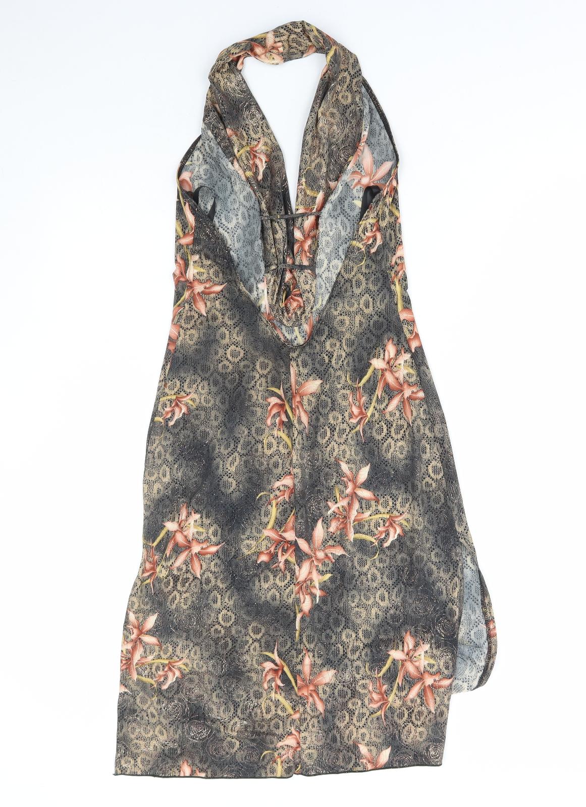Preworn Womens Multicoloured Floral Polyester Bodycon Size M Halter Pullover