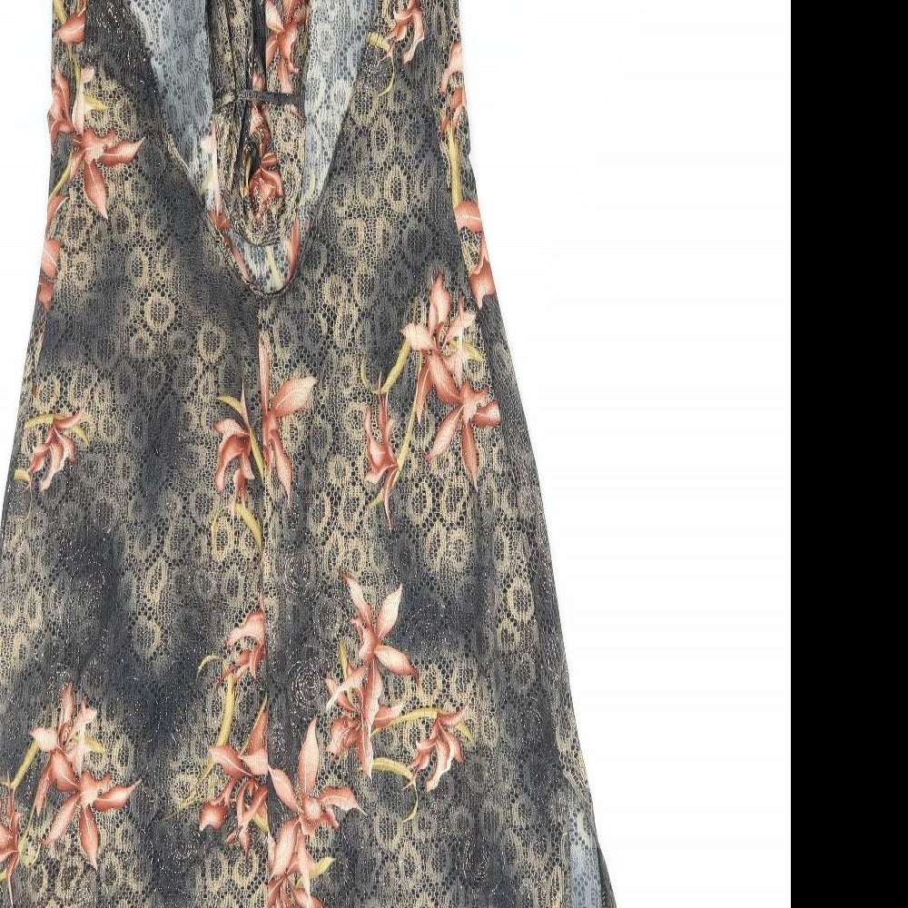 Preworn Womens Multicoloured Floral Polyester Bodycon Size M Halter Pullover