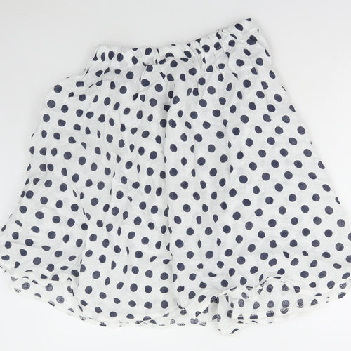 Preworn Womens White Polka Dot Polyester Flare Skirt Size 30 in