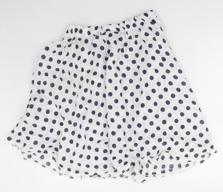 Preworn Womens White Polka Dot Polyester Flare Skirt Size 30 in