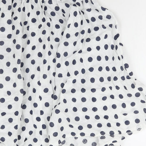 Preworn Womens White Polka Dot Polyester Flare Skirt Size 30 in