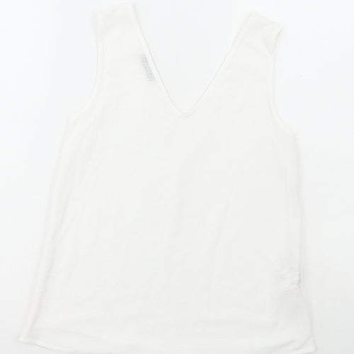 MNG Womens White Polyester Basic Tank Size XS V-Neck