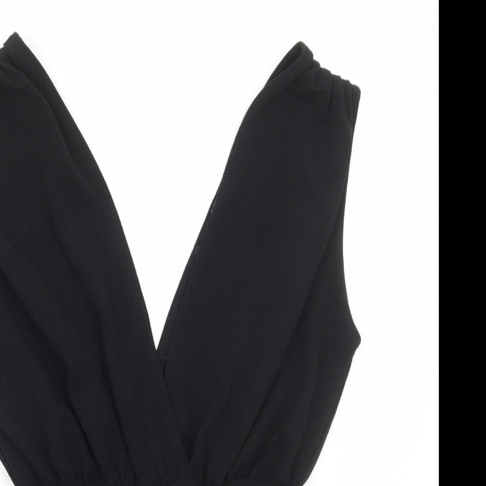 Boohoo Womens Black Polyester Bodysuit One-Piece Size 12 Snap