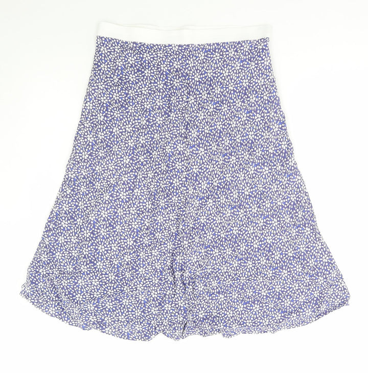 Preworn Womens Blue Geometric Polyester Flare Skirt Size 32 in