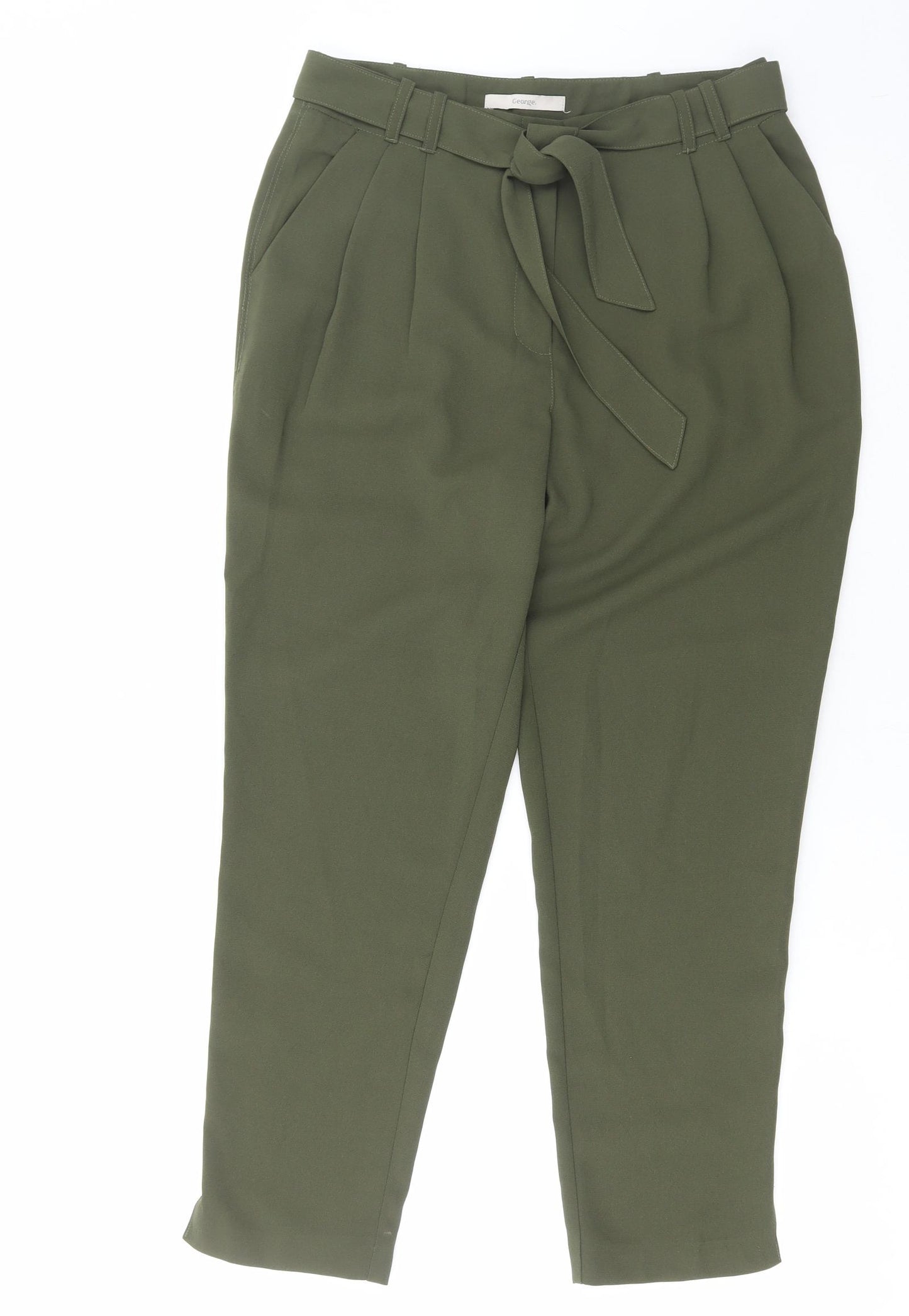 George Womens Green Polyester Trousers Size 8 L25 in Regular Hook & Eye