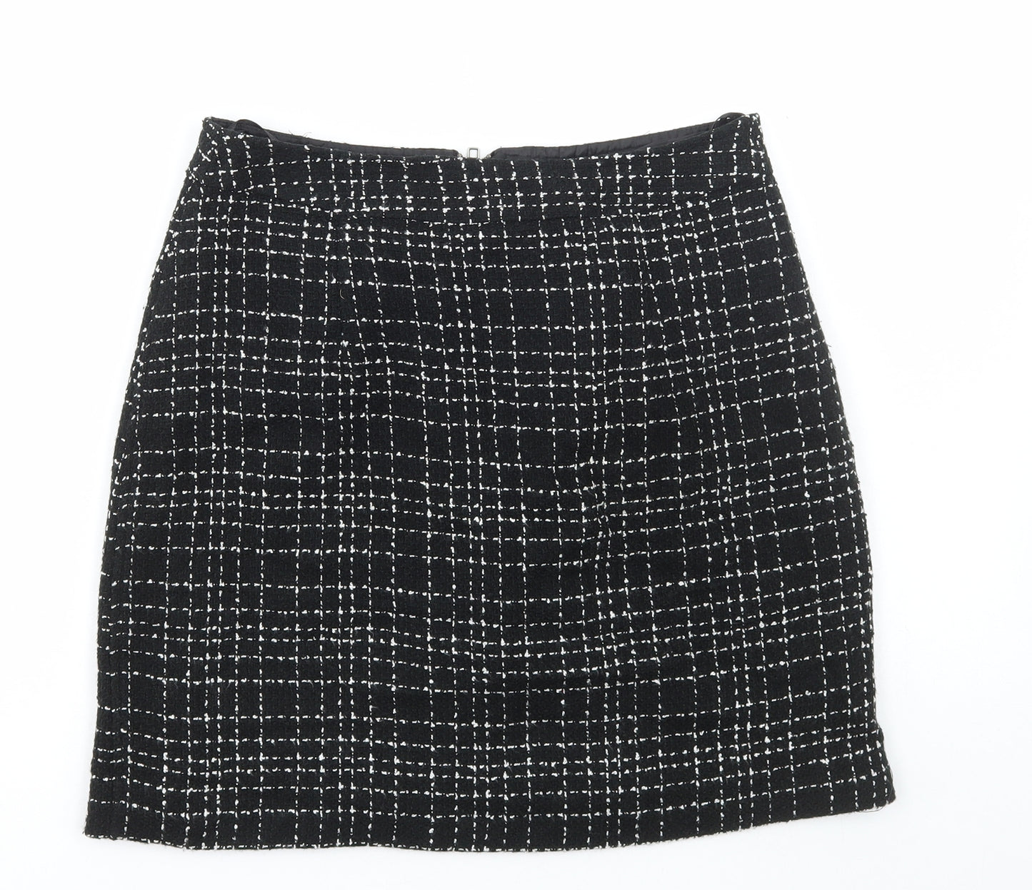 Papaya Womens Black Check Polyester Mini Skirt Size 10 Zip