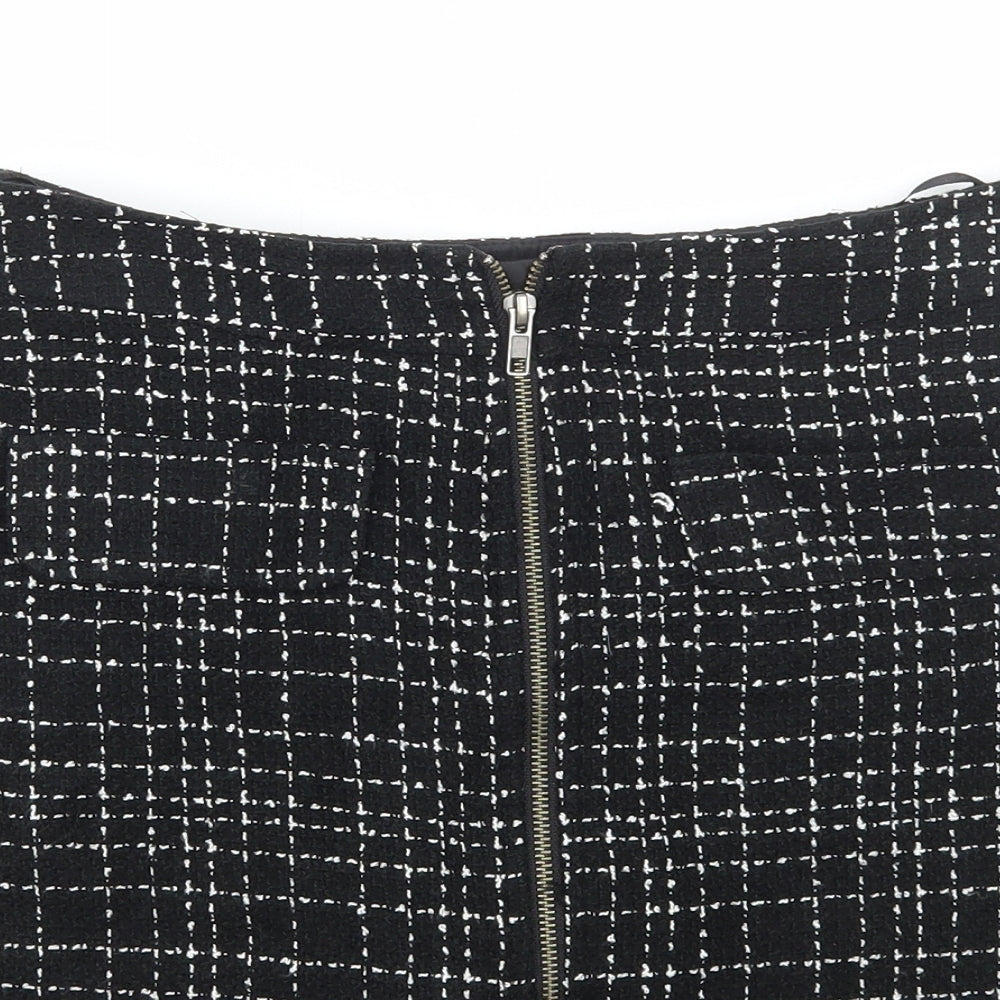 Papaya Womens Black Check Polyester Mini Skirt Size 10 Zip