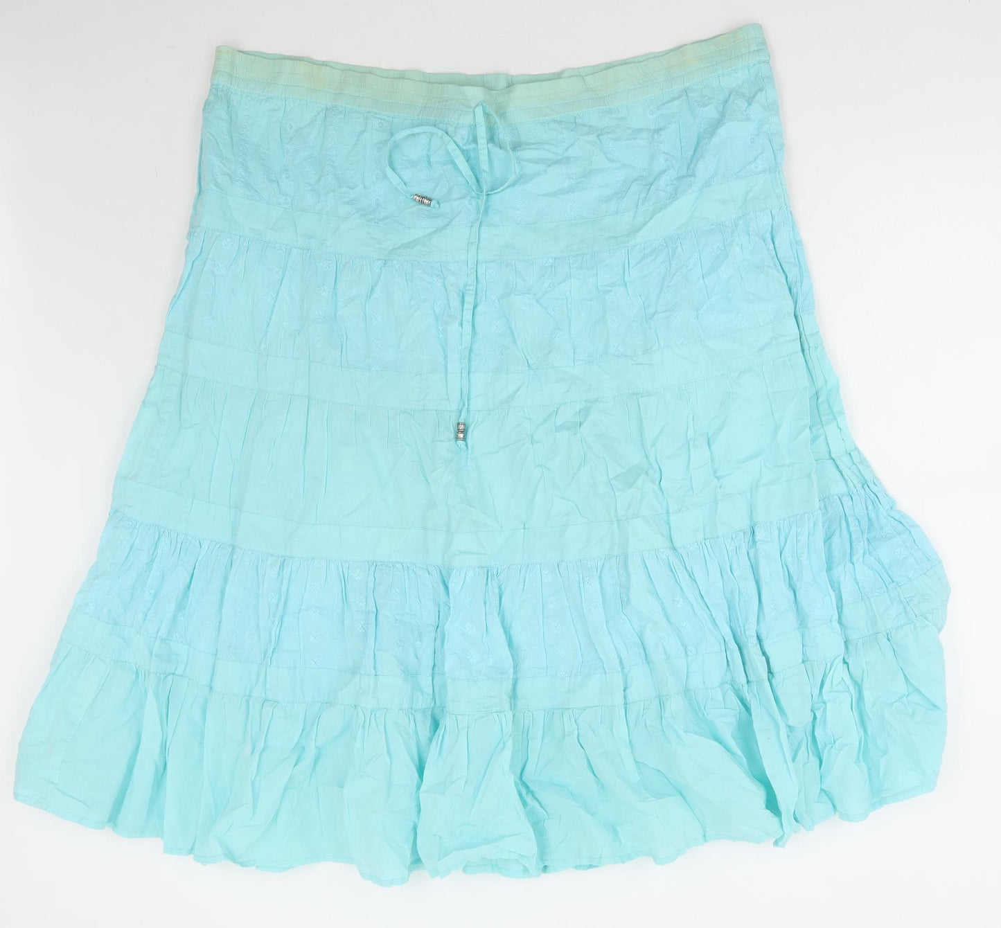 Bonmarché Womens Blue Cotton Flare Skirt Size 18