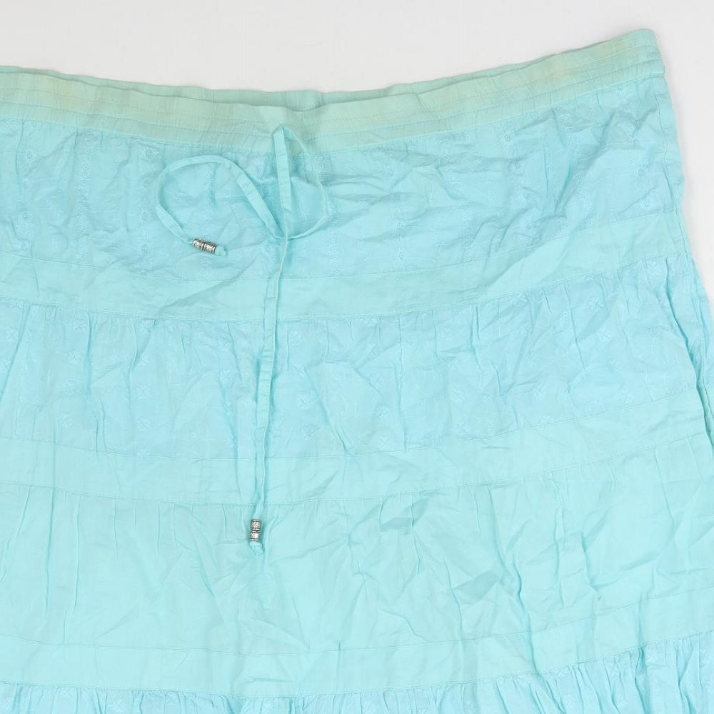 Bonmarché Womens Blue Cotton Flare Skirt Size 18