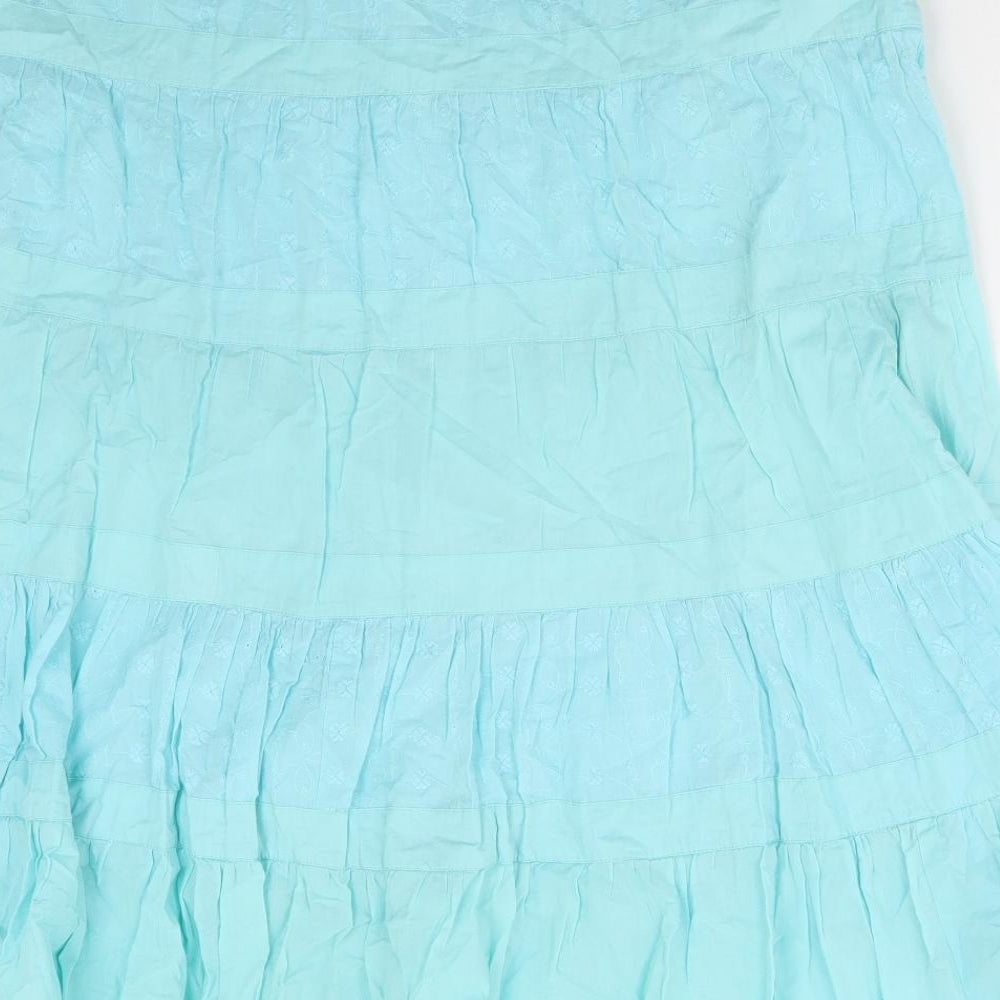 Bonmarché Womens Blue Cotton Flare Skirt Size 18