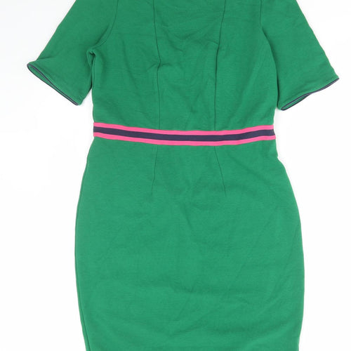 Boden Womens Green Cotton Pencil Dress Size 16 Scoop Neck Zip