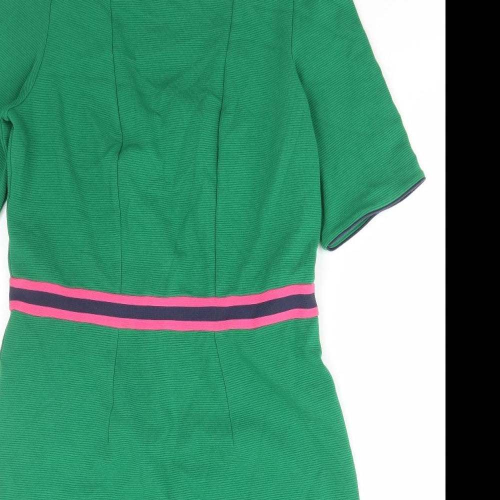 Boden Womens Green Cotton Pencil Dress Size 16 Scoop Neck Zip