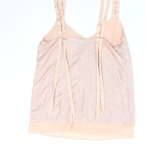 NEXT Womens Pink Geometric Polyester Camisole Tank Size 6 V-Neck