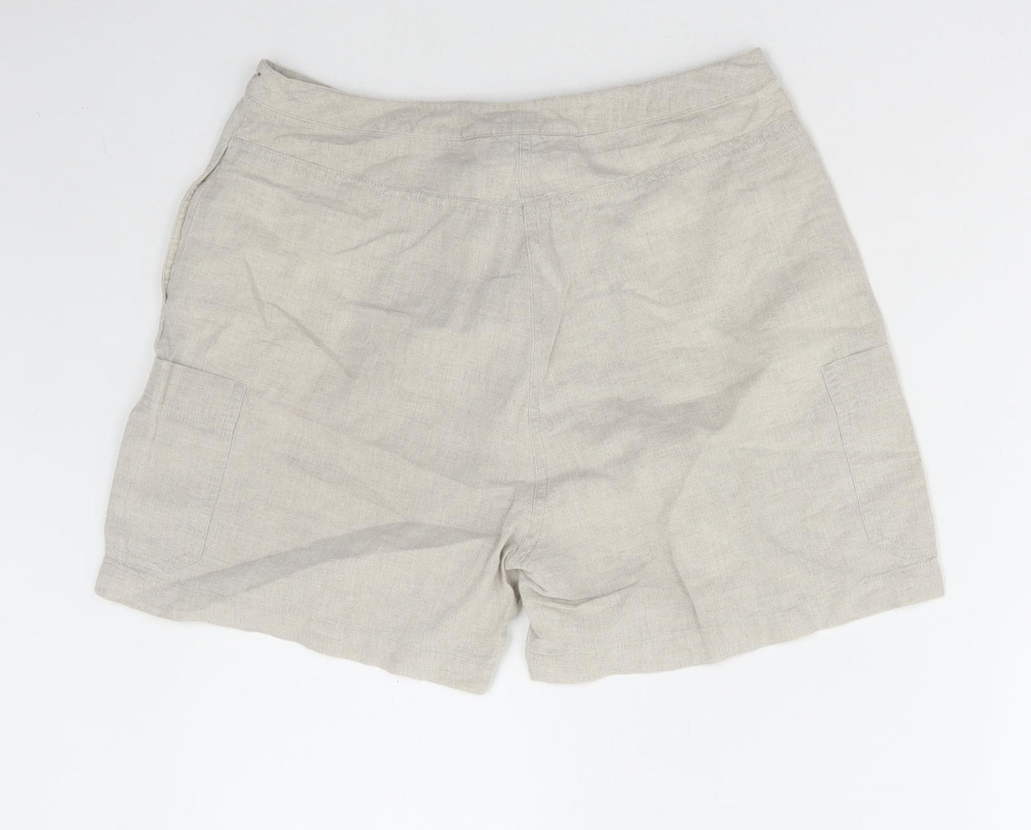 Dororthy Perkins Womens Beige Cotton Chino Shorts Size 12 L4 in Regular Zip