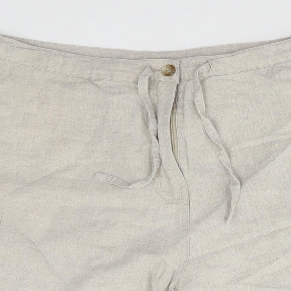 Dororthy Perkins Womens Beige Cotton Chino Shorts Size 12 L4 in Regular Zip