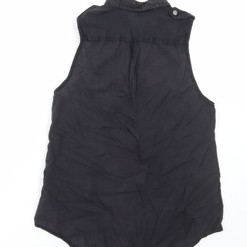 Divided by H&M Womens Black Cotton Basic Tank Size 8 Collared