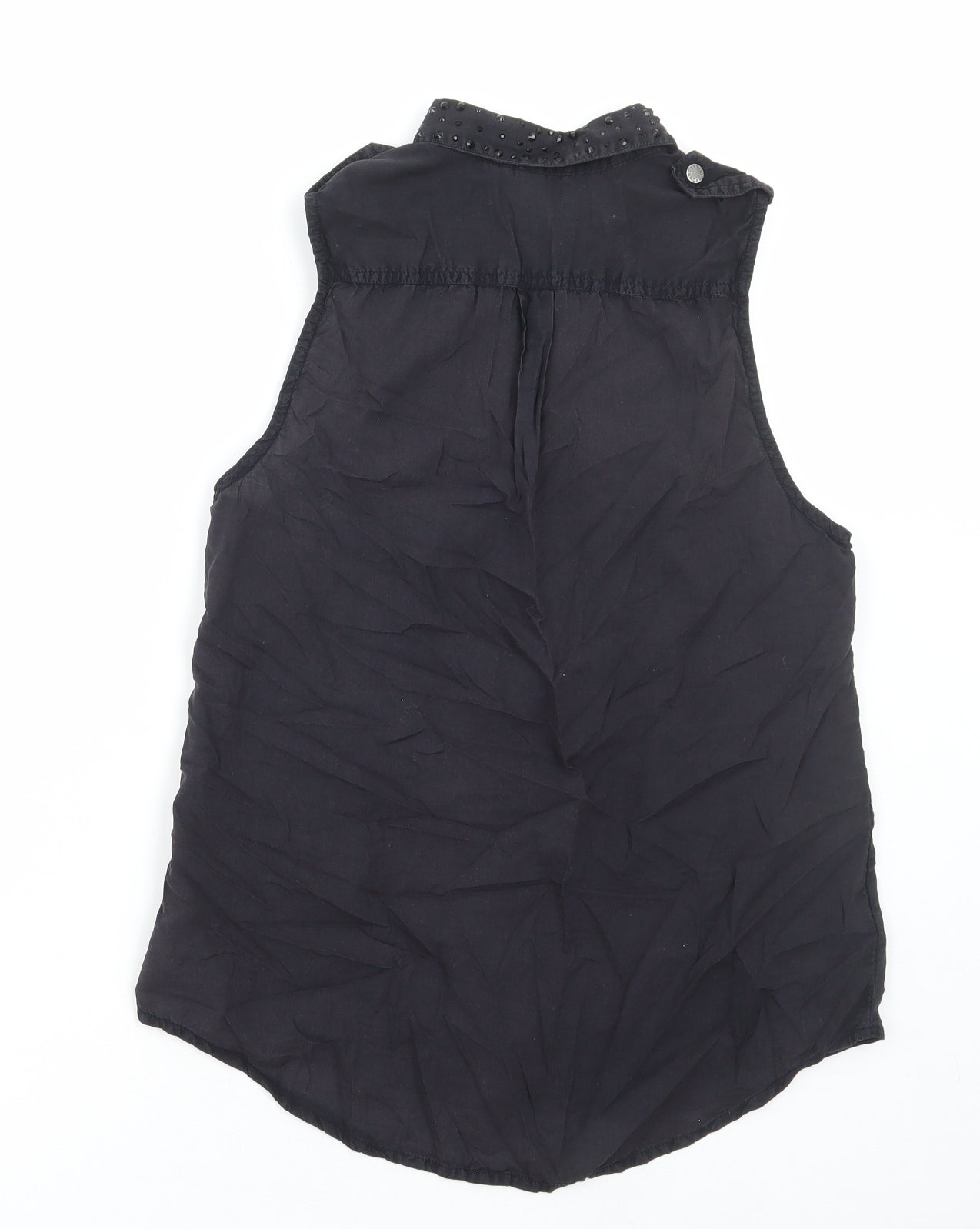 Divided by H&M Womens Black Cotton Basic Tank Size 8 Collared