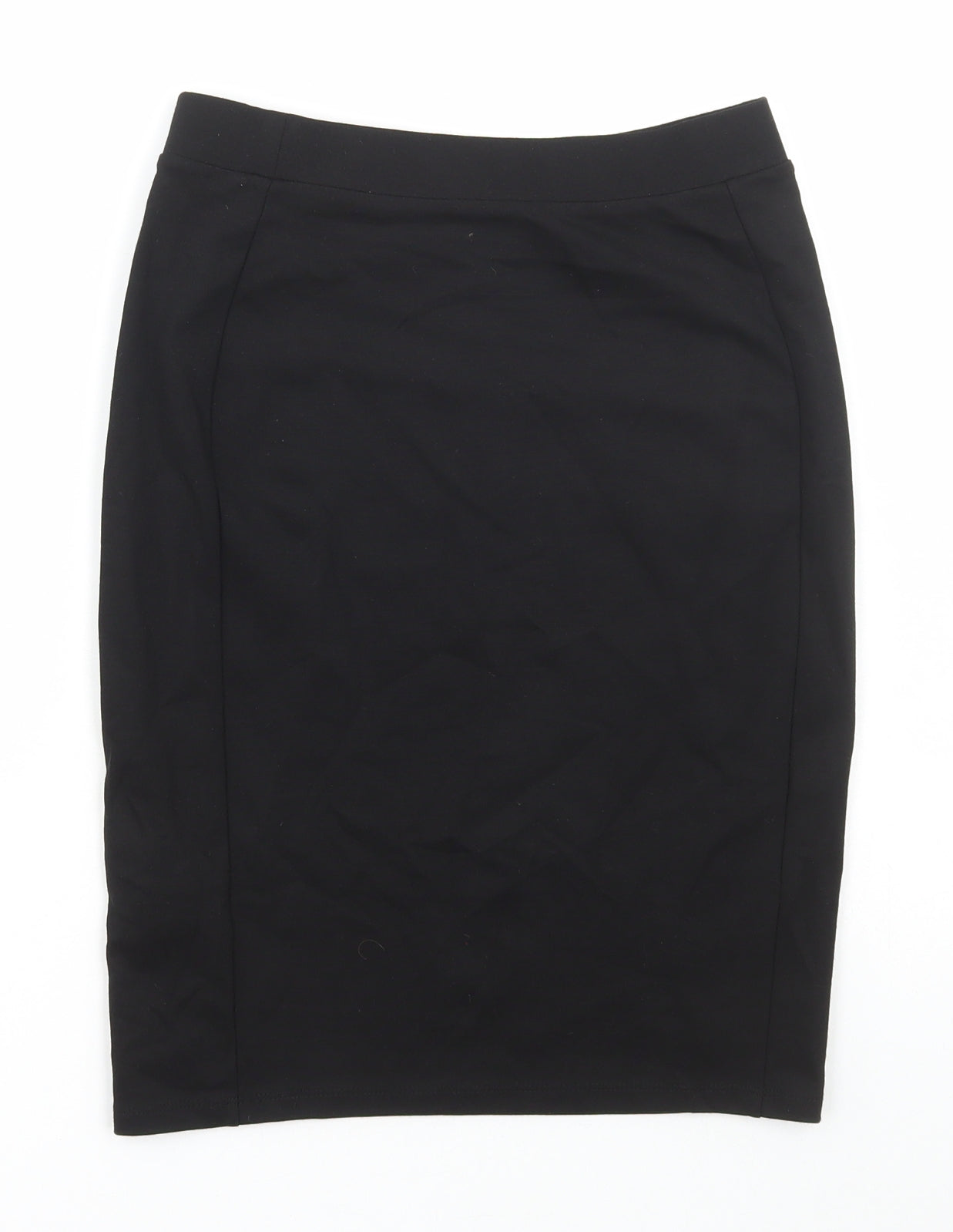 Marks and Spencer Girls Black Viscose Straight & Pencil Skirt Size 12-13 Years Regular Pull On