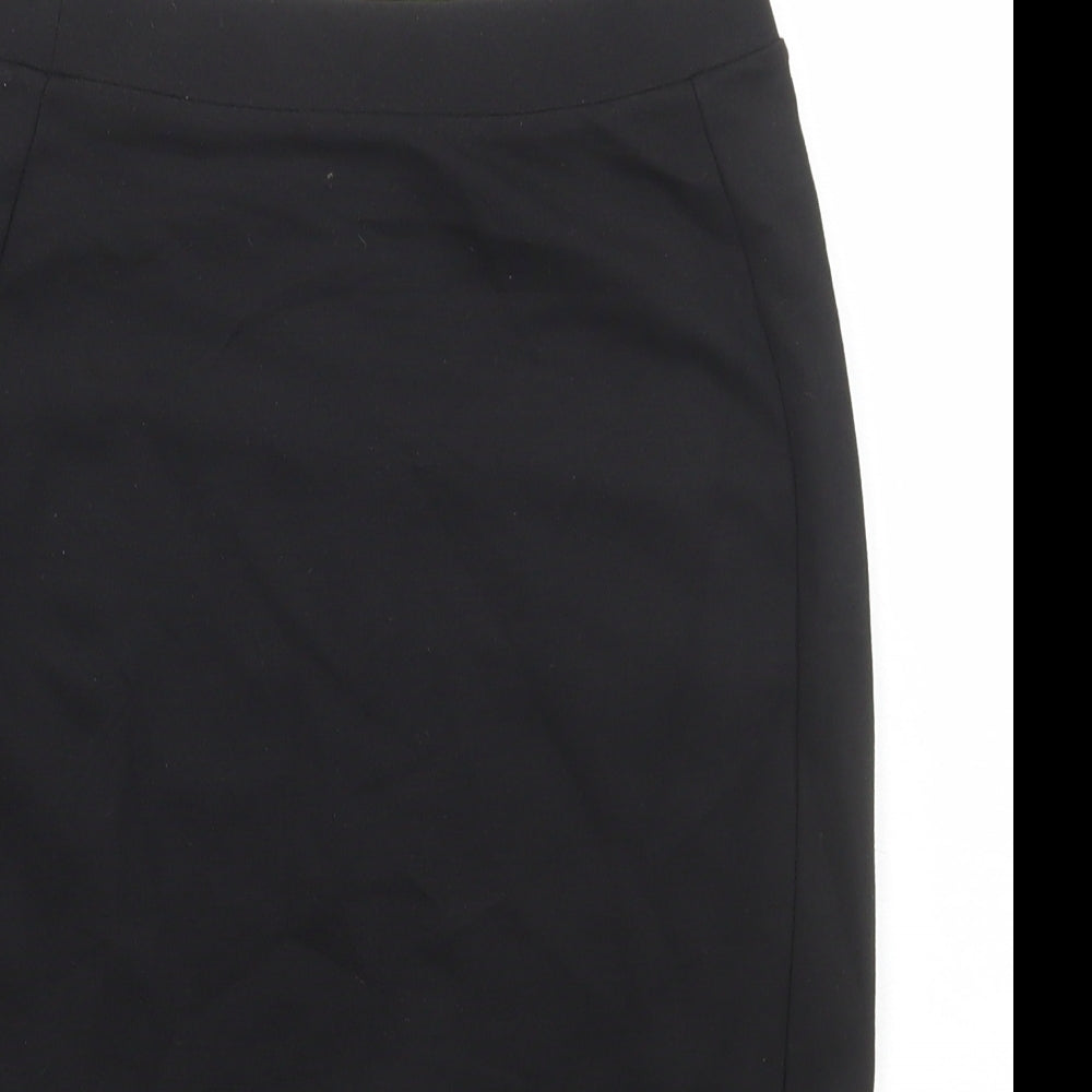 Marks and Spencer Girls Black Viscose Straight & Pencil Skirt Size 12-13 Years Regular Pull On
