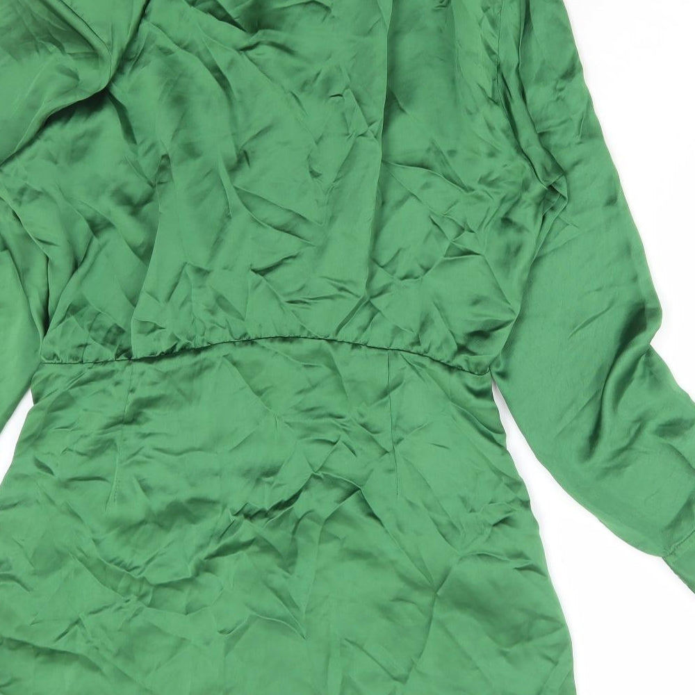 Zara Womens Green Polyester Shirt Dress Size 2XL V-Neck Pullover
