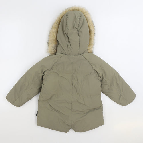 Zara Boys Green Parka Coat Size 3-4 Years Zip