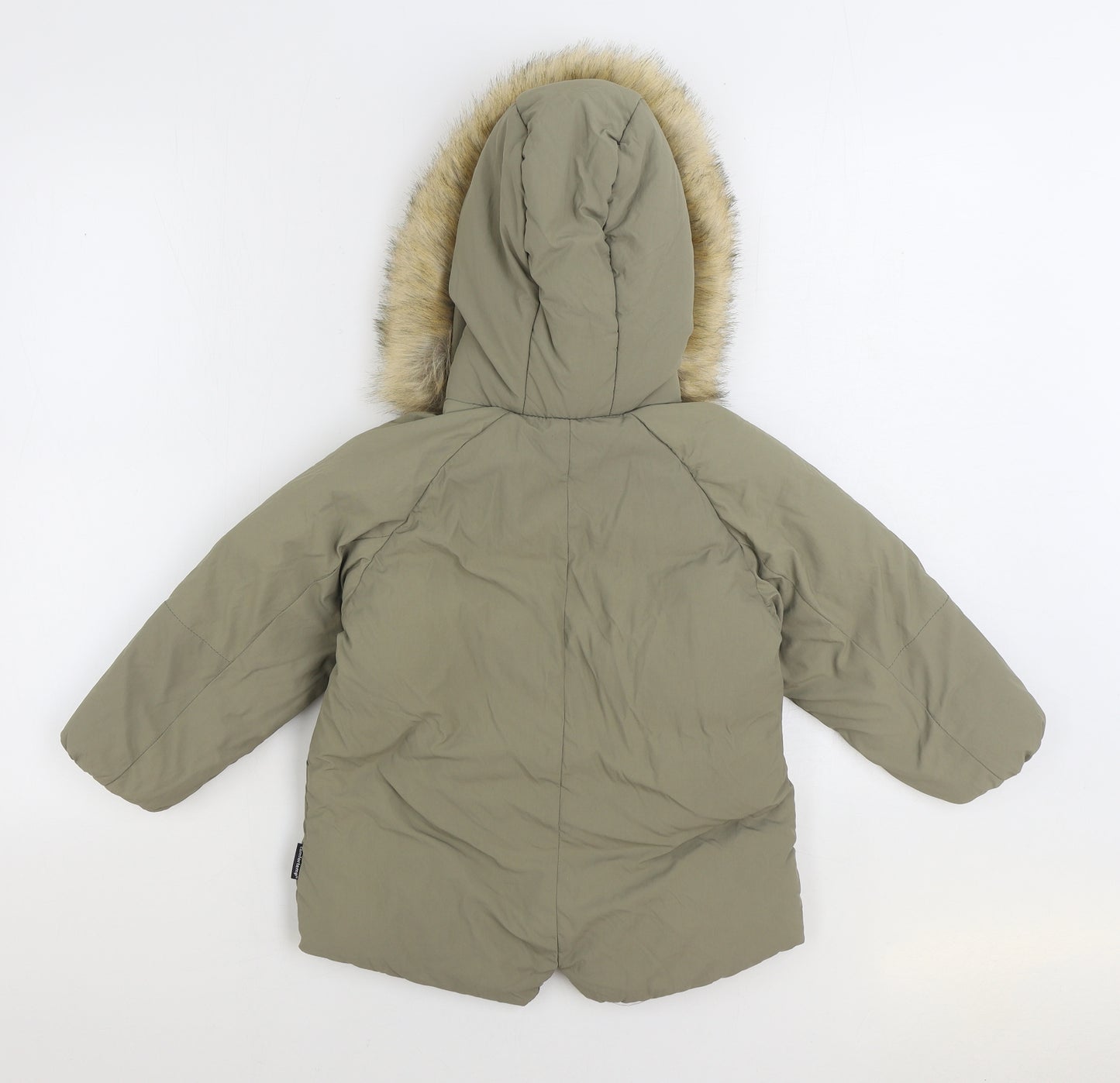 Zara Boys Green Parka Coat Size 3-4 Years Zip