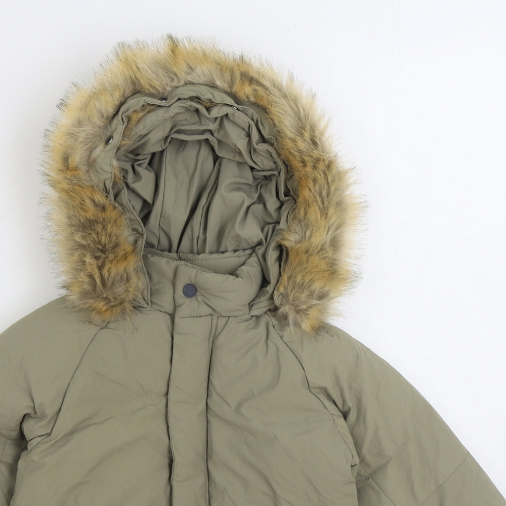 Zara Boys Green Parka Coat Size 3-4 Years Zip