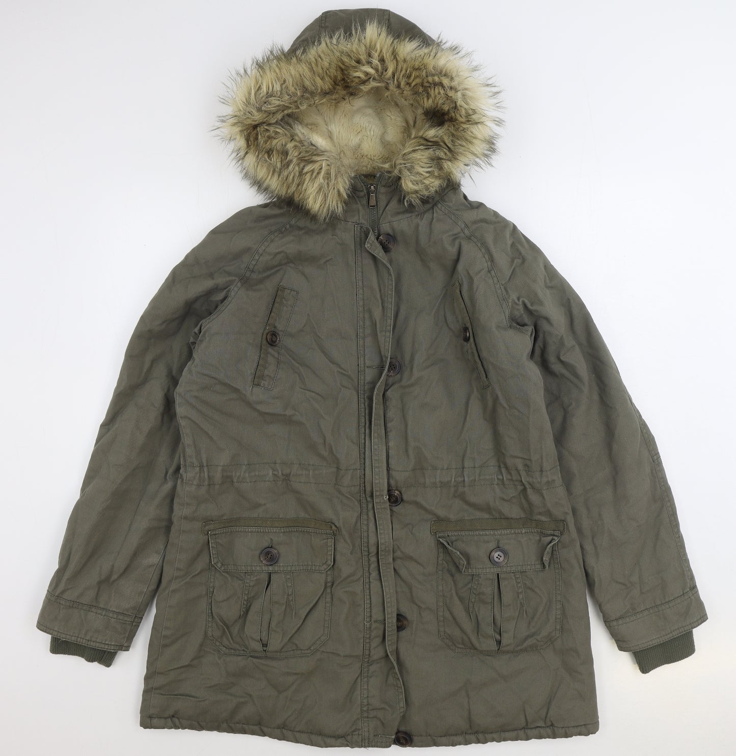 Atmosphere Womens Green Parka Coat Size 16 Zip