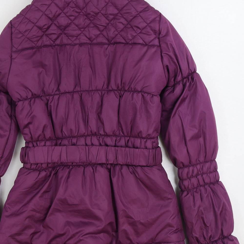 M&Co. Girls Purple Puffer Jacket Jacket Size 13 Years Zip