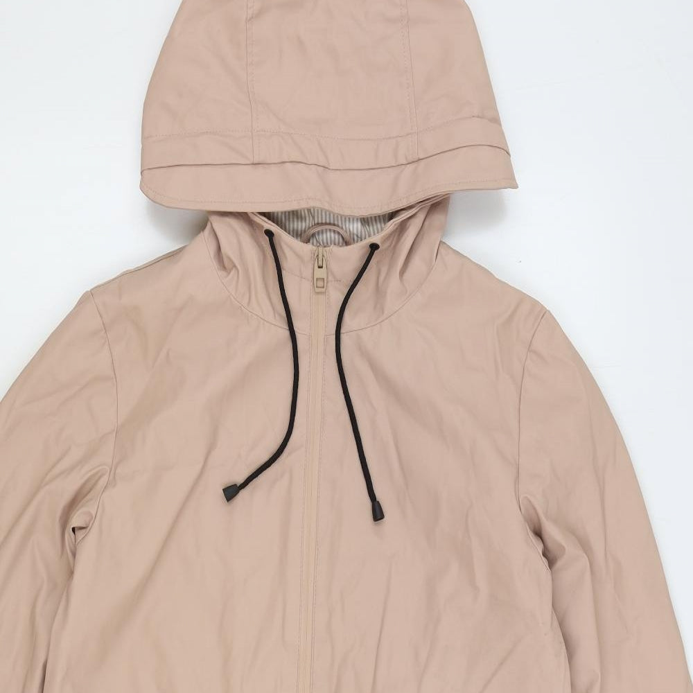Zara Womens Pink Rain Coat Coat Size XS Zip