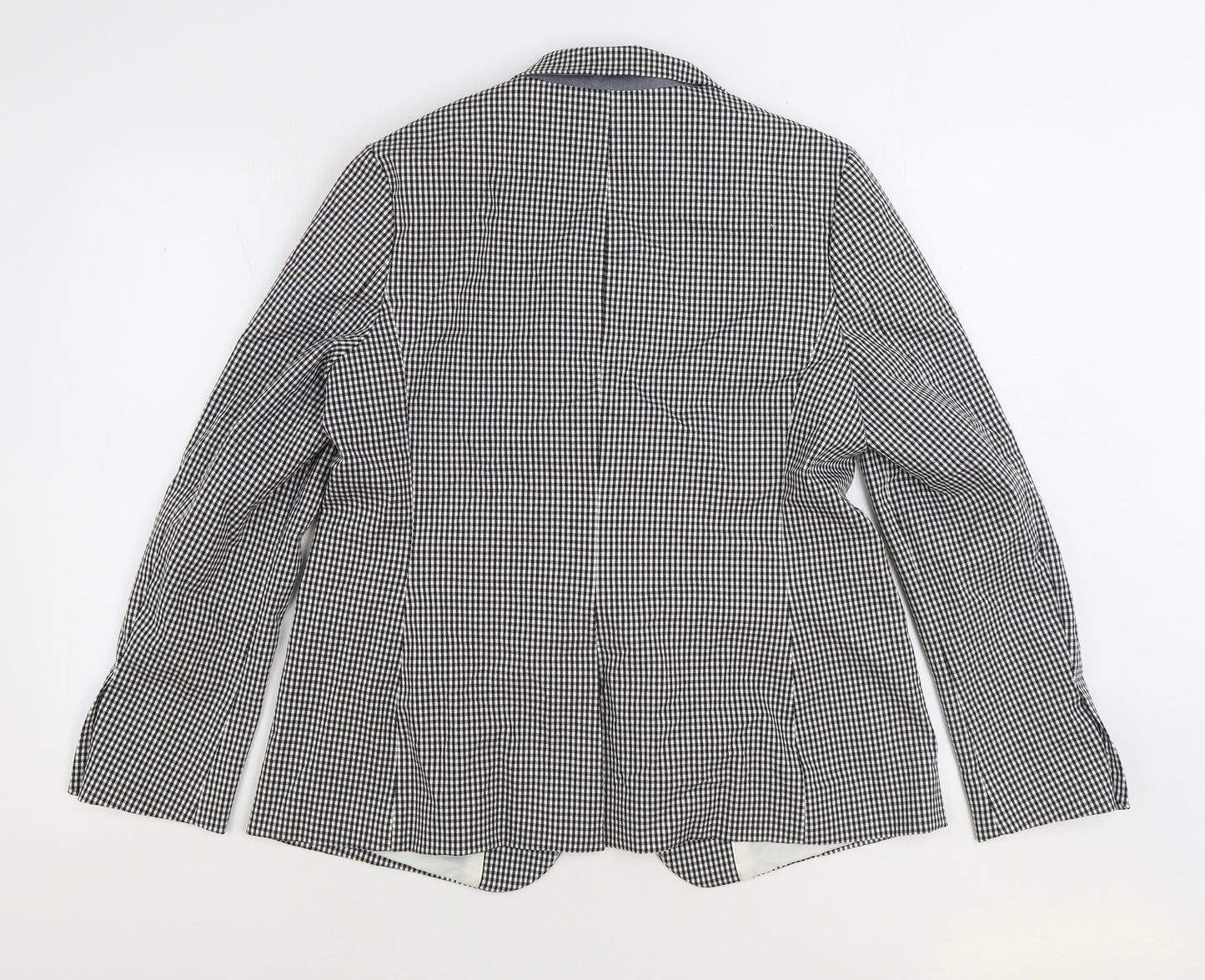 Marks and Spencer Womens Black Check Jacket Blazer Size 14 Button