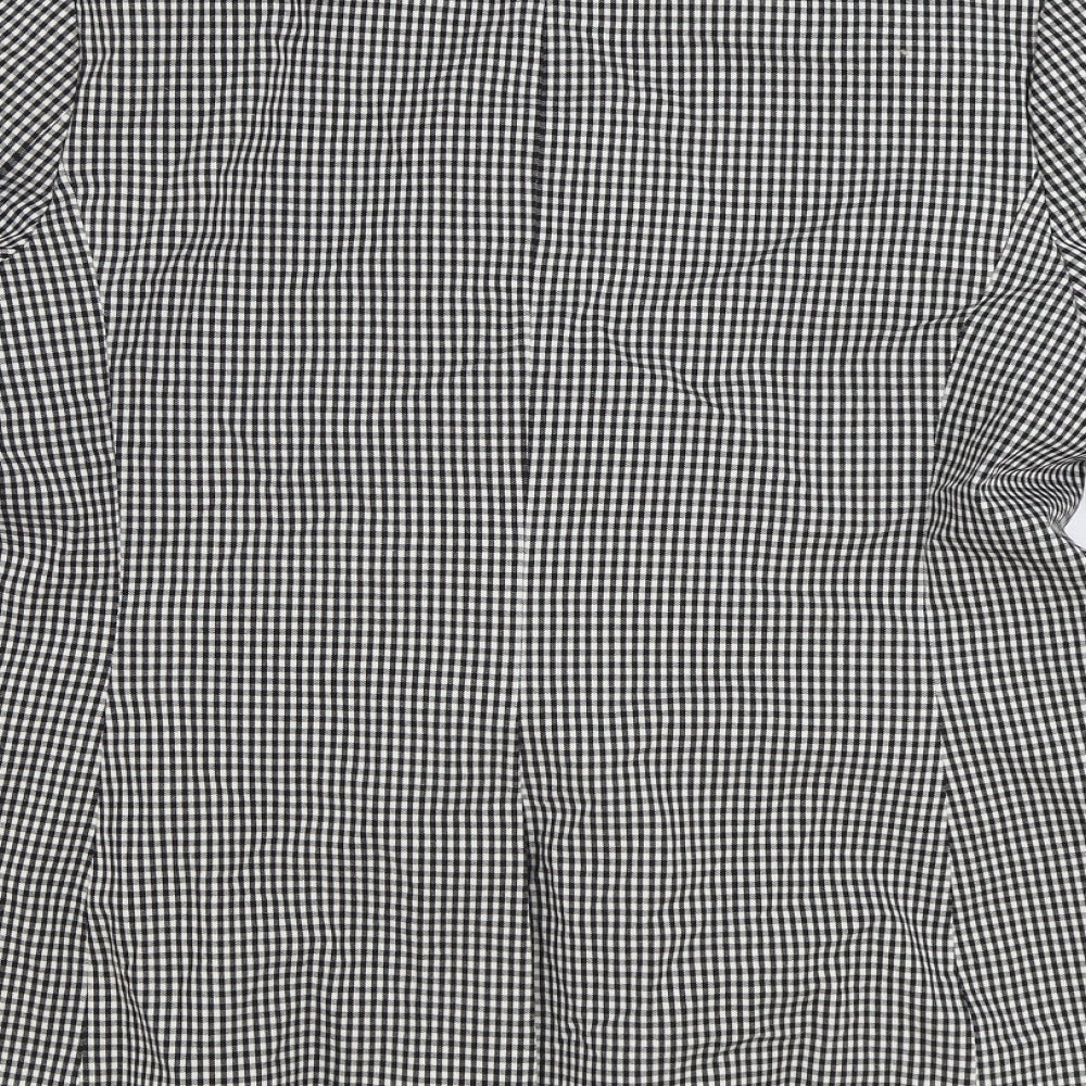 Marks and Spencer Womens Black Check Jacket Blazer Size 14 Button