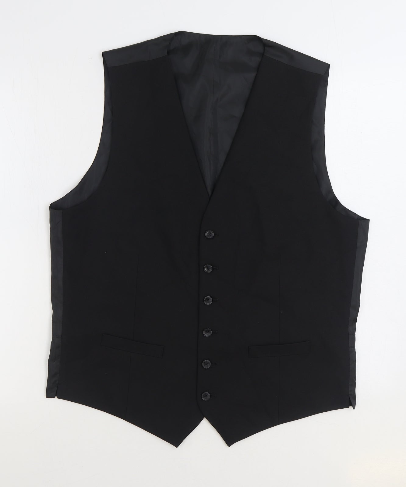 Marks and Spencer Mens Black Polyester Jacket Suit Waistcoat Size 42