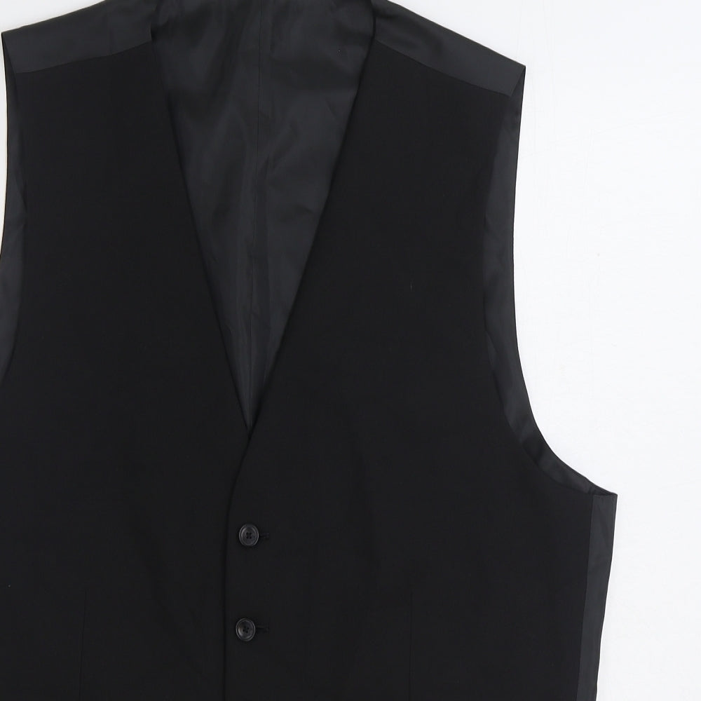 Marks and Spencer Mens Black Polyester Jacket Suit Waistcoat Size 42