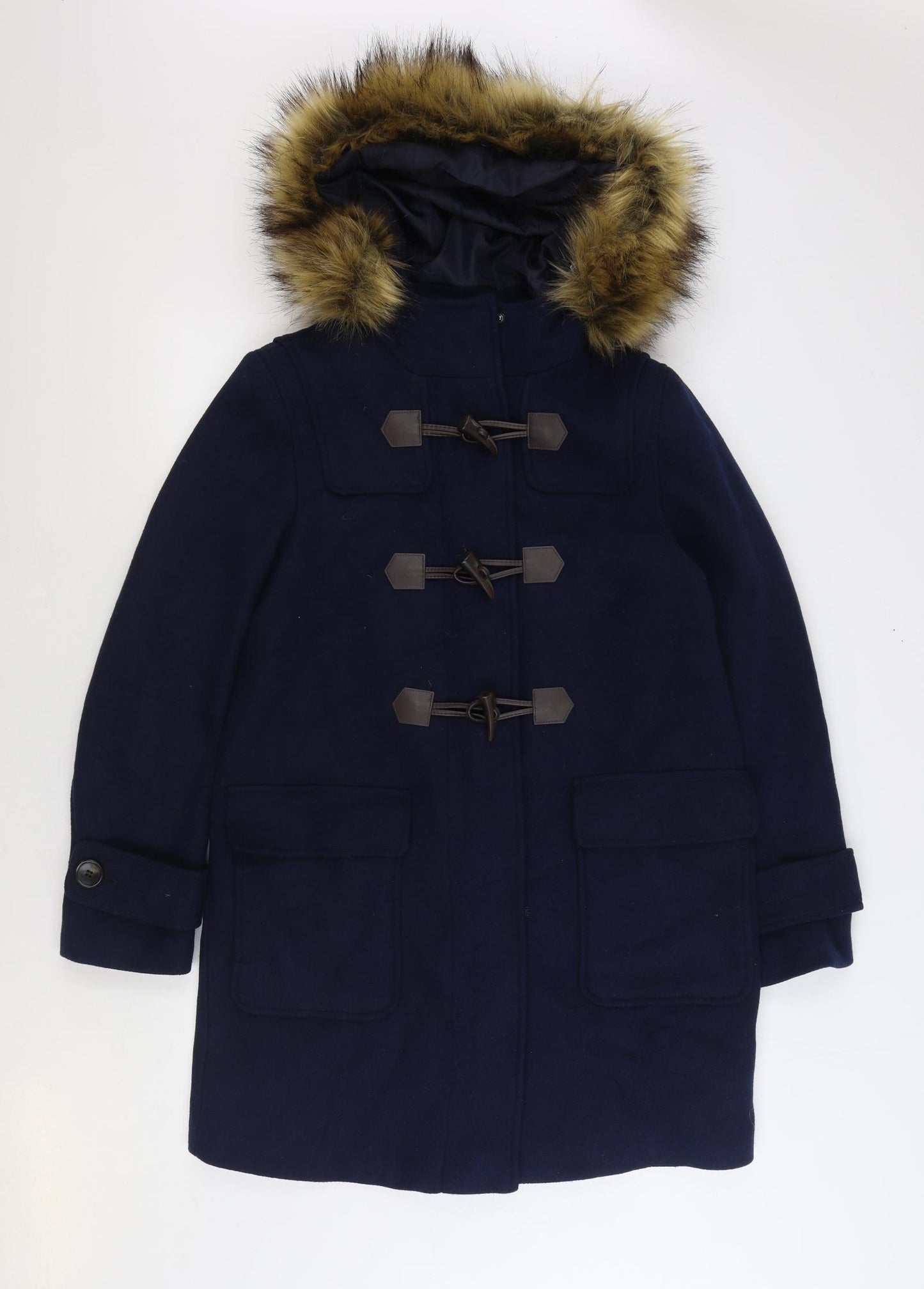 Marks and Spencer Womens Blue Parka Coat Size 10 Zip